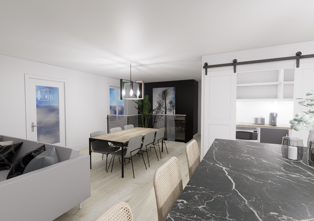 cuisine moderne avec salle à manger